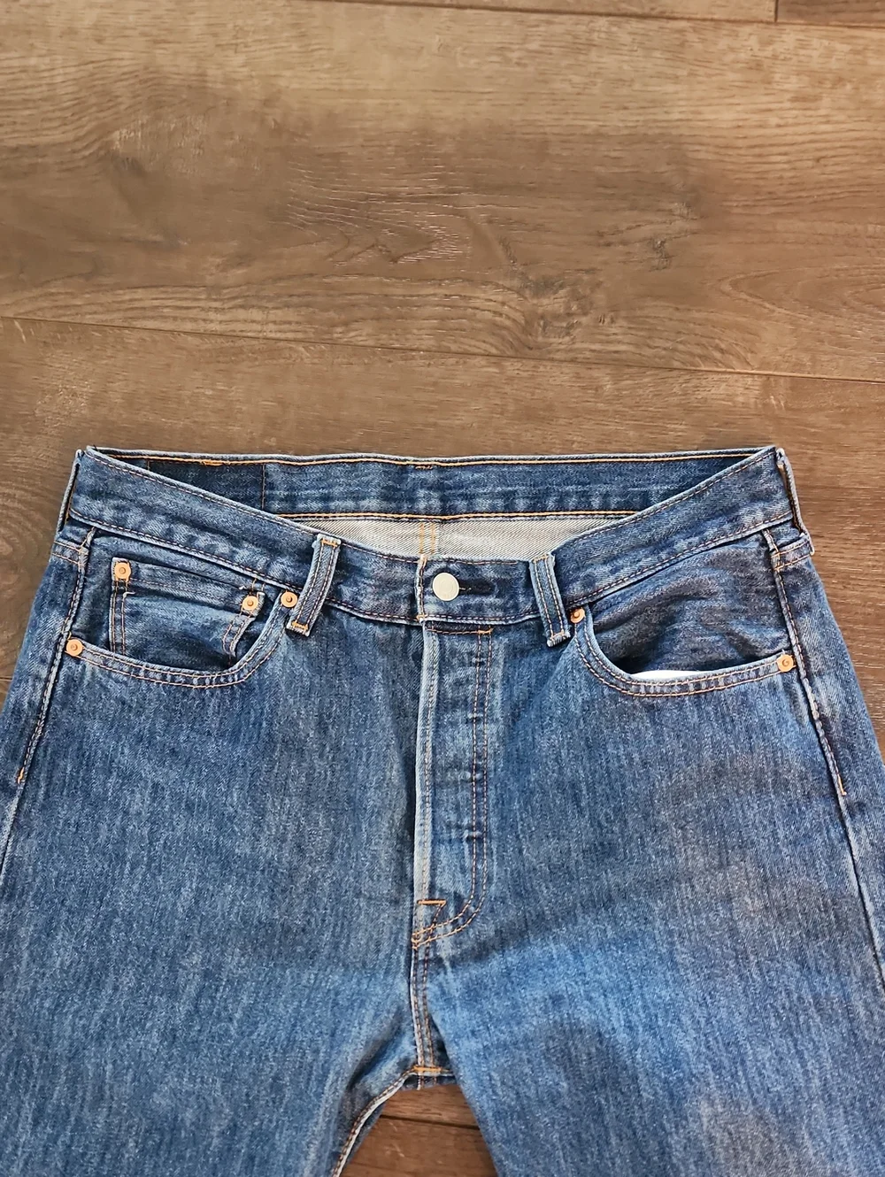 Levi's 501 Original Fit Jeans Mens 34x36 Dark Wash Blue Button Fly Straight Leg